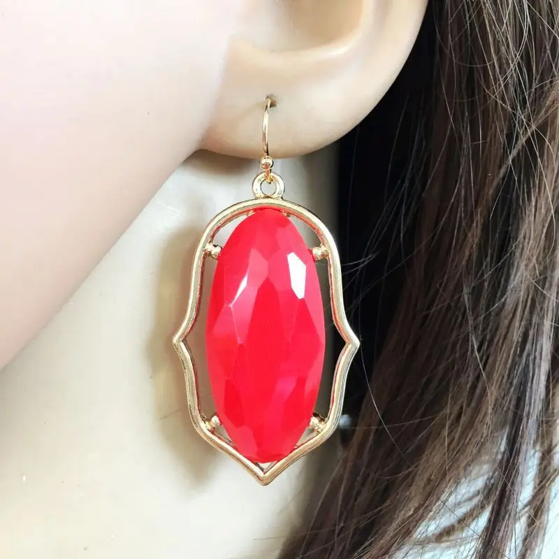 5 цветов Конфета из смолы желе Стили Кристалл Висячие серьги имитация золотое