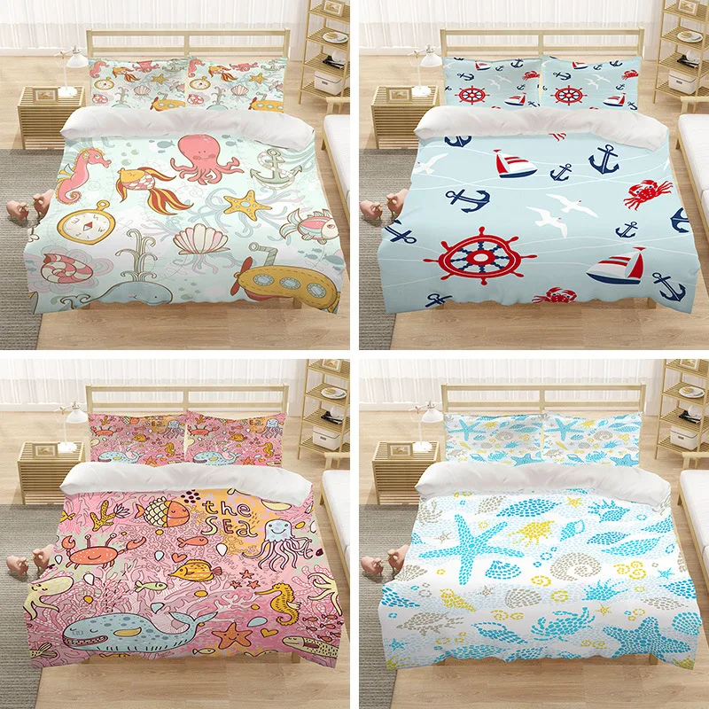 С принтом героини мультфильма 3 шт. Ocean вечерние тема Стёганое одеяло комплект в
