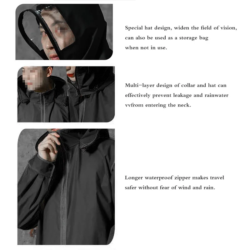 Водонепроницаемый дождевик-пончо Onever из ЭВА на молнии с капюшоном мотоциклетный