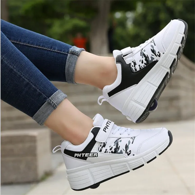 Kids Roller Skates Shoes for Boy Girl Children Tennis Sneakers with Single Wheel and Double Wheel Rollers Skate Shoes