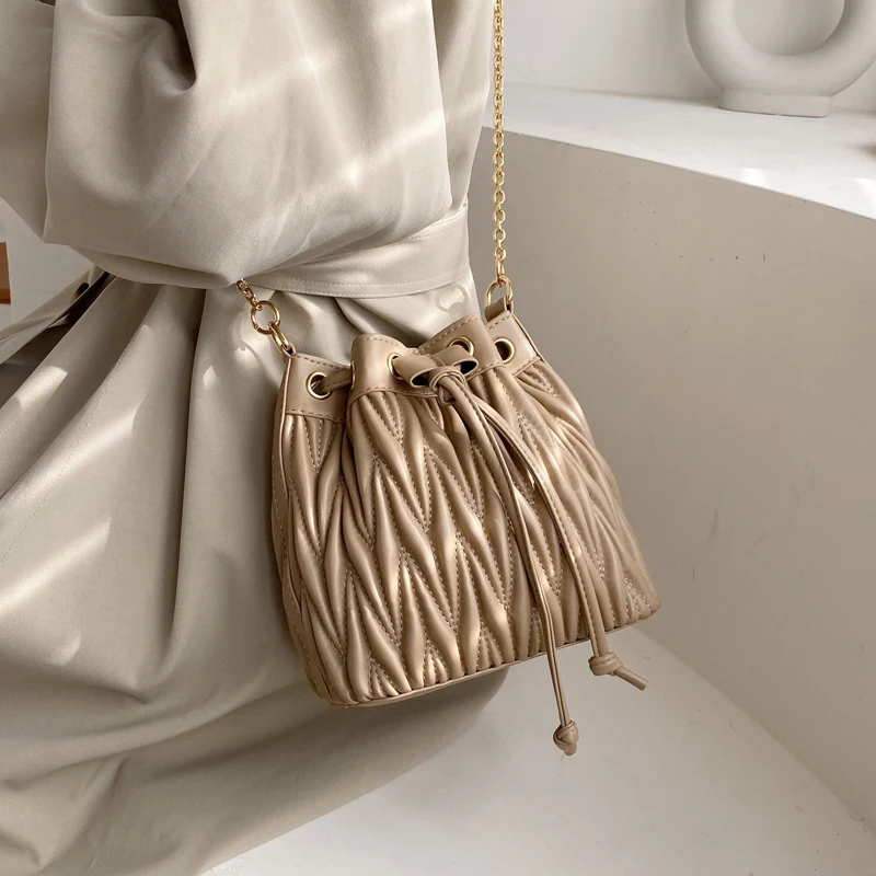 Женская сумка-ведро сумка-мессенджер новая модная сумка через плечо с цепочкой