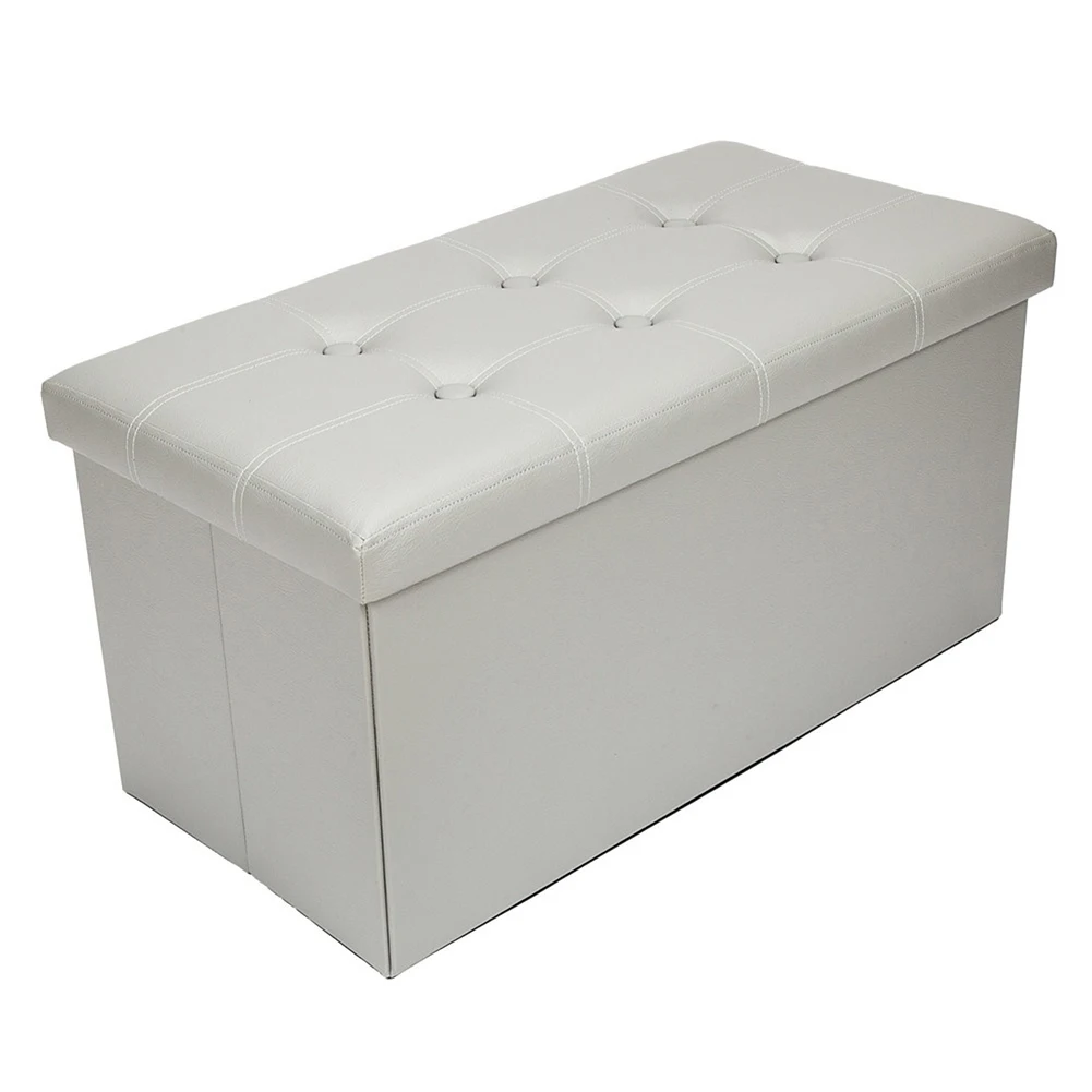 

Practical Foldable Practical Hessian Rectangle Shape Surface with Leather Button Footstool Black UK Warehouse