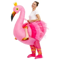 woman cosplay costume rose red flamingo inflatable costume adult bird with dress mascot halloween party role play disfraces
