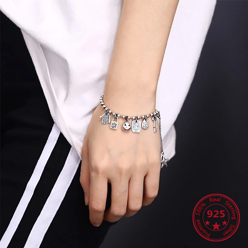 Женские браслеты с бусинами и смайликом Винтажные Ювелирные изделия из 100%