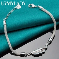 urmylady 925 sterling silver net snake heart charm chain bracelet wedding engagement party for women fashion jewelry