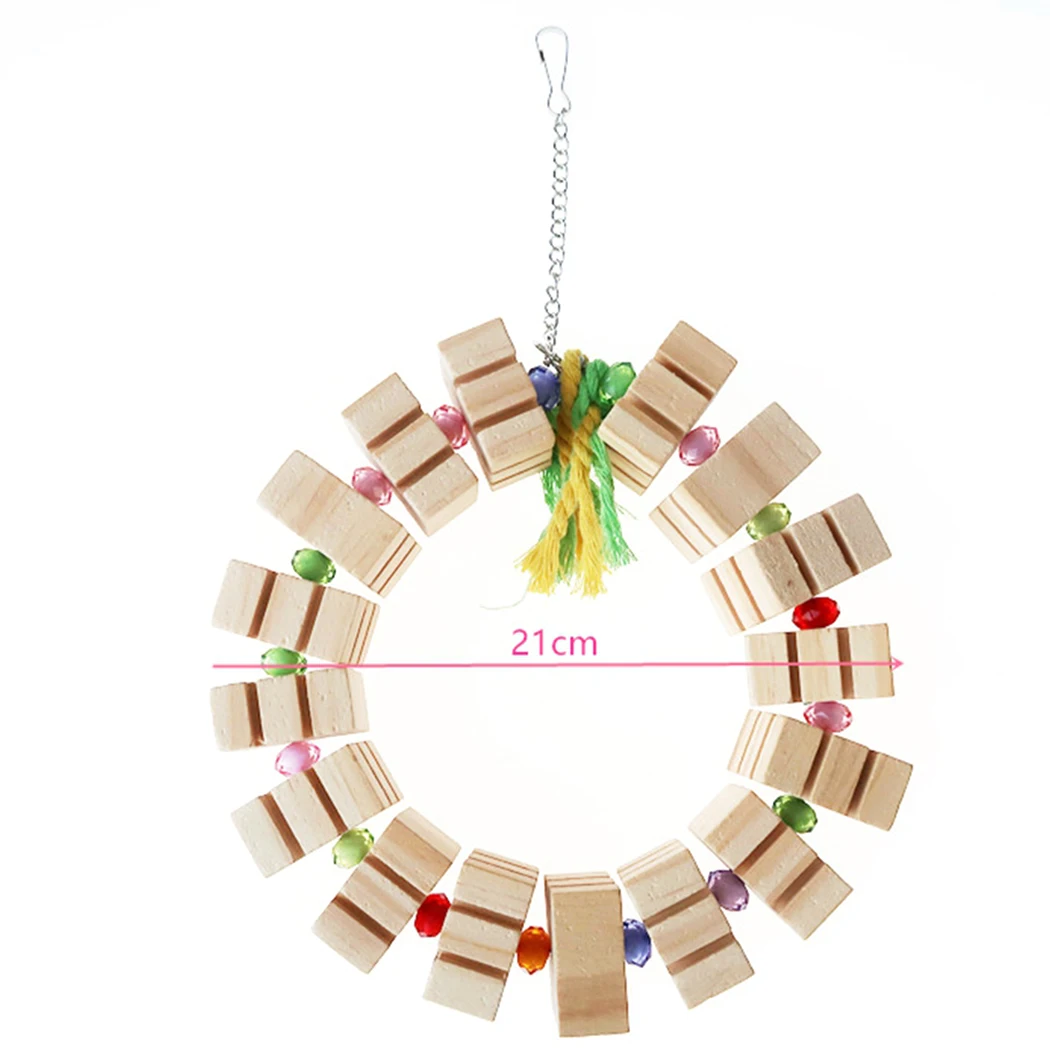 

Legendog Parrot Swing Toy Round Wooden Bird Chewing Toy Parrot Bite Toy for Parakeet Macaw Bird Cage Hanging Funny Toy