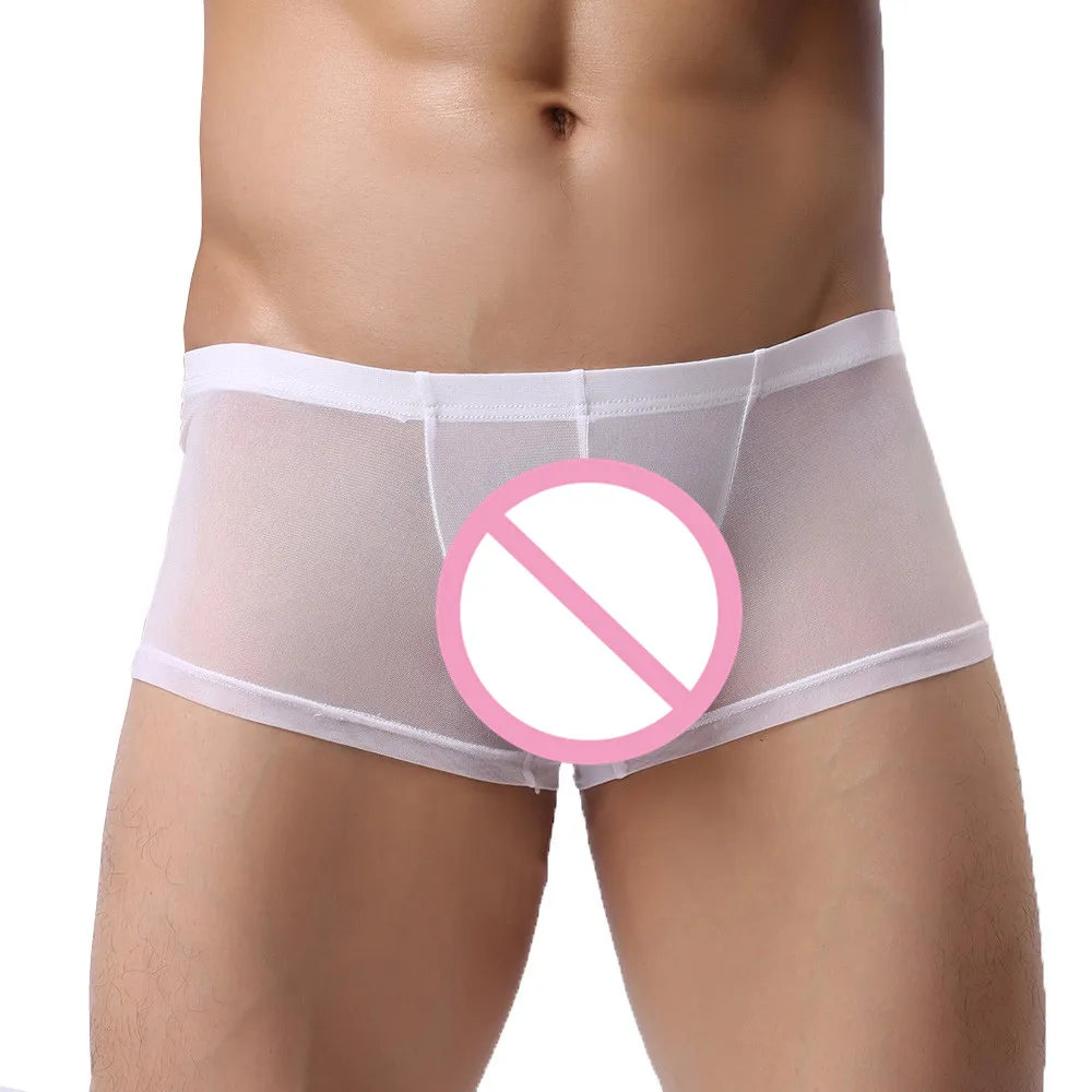 Прозрачные трусы сексуальное нижнее белье для мужчин трусы-боксеры интимная