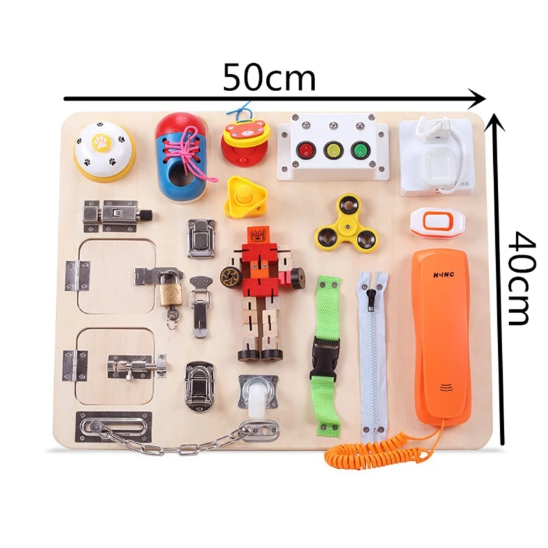 

Busy Board for Toddlers - Sensory Board - Wooden Busy Board for Kids - Activity Board for Toddlers 1-3 - Locks and Latch
