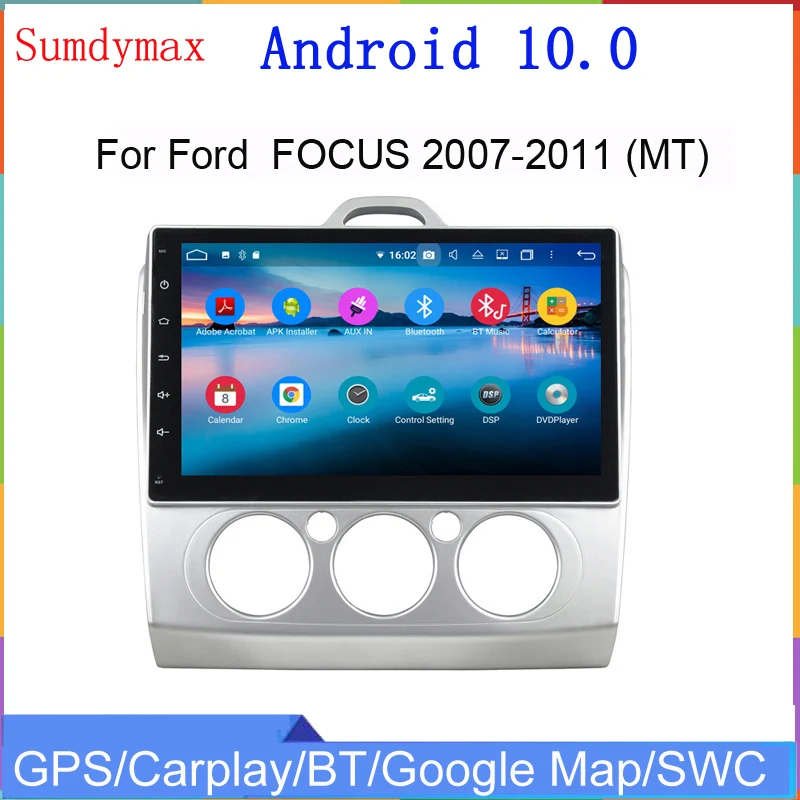 

9-дюймовый автомобильный мультимедийный плеер Android 10 для ford focus MT 2007-2011, автомобильное радио, gps-навигация, головное устройство DSP carplay