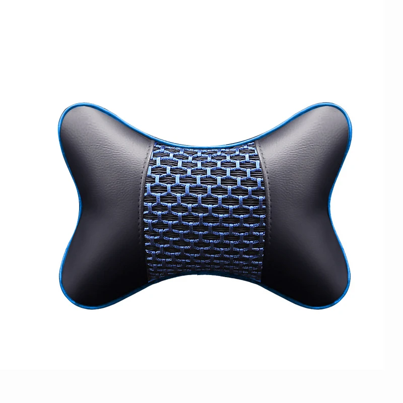 Black and Blue(1pcs) IKSNAIL подушка для автомобиля из искусственной кожи, защита шеи, подголовник автомобиля, удобные автомобильные принадлежности, безопасные дышащие подушки для шеи - Цвет: Black and Blue(1pcs)