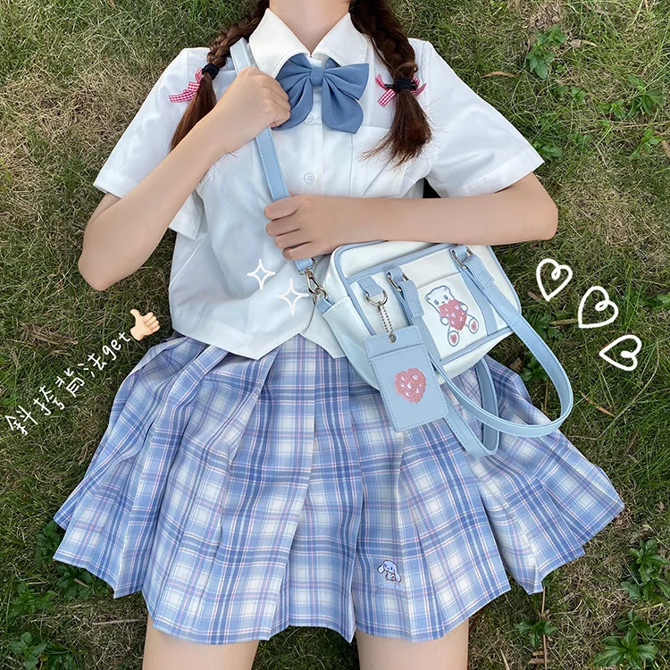 

Японская сумка-мессенджер для девочек, саквояж из искусственной кожи с рисунком медведя и сердцебиения для школьников в стиле «Лолита», для...