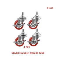 4 pcslot casters spot 2 inch m10 red pvc screw rod brake wheel diameter 5cm screw rod universal caster retractable guardrail