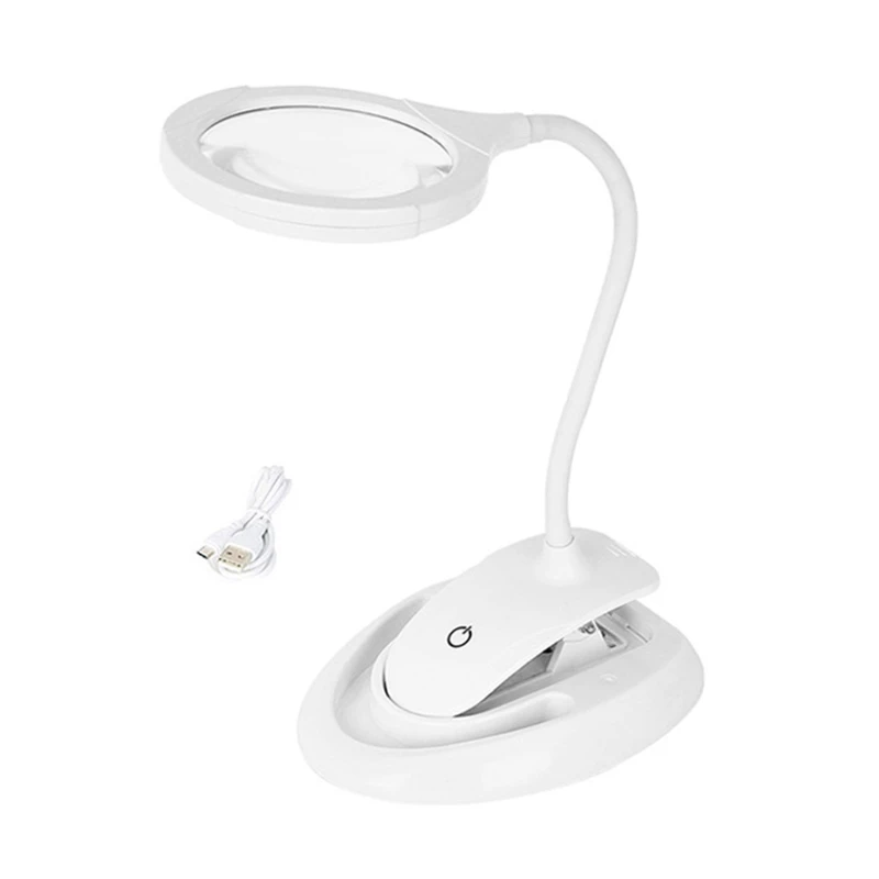 

2021 New 5X 10X Rechargeable Desktop Magnifying Glass with Stand & Clamp ,Brightness Adjustable for Close Work, Reading, Hobbies