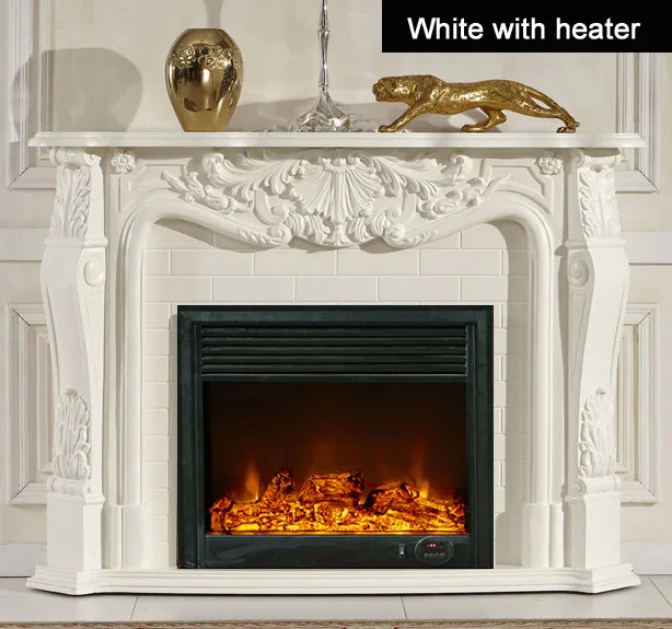 White with heater Украшение для гостиной, согревающий камин, деревянная каминная полка W148cm, электрический камин, firebox, светодиодный, оптическое искусственное пламя - Цвет: White with heater