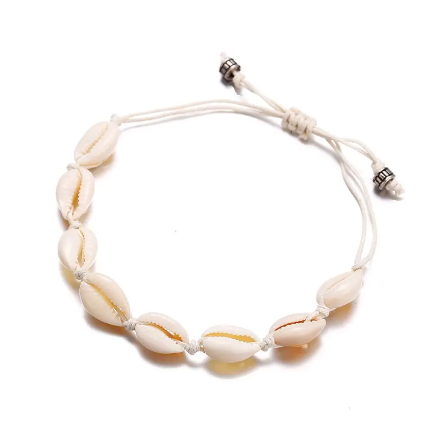 Boho натуральный корпус браслет для ног белая веревка ножные браслеты с цепочкой