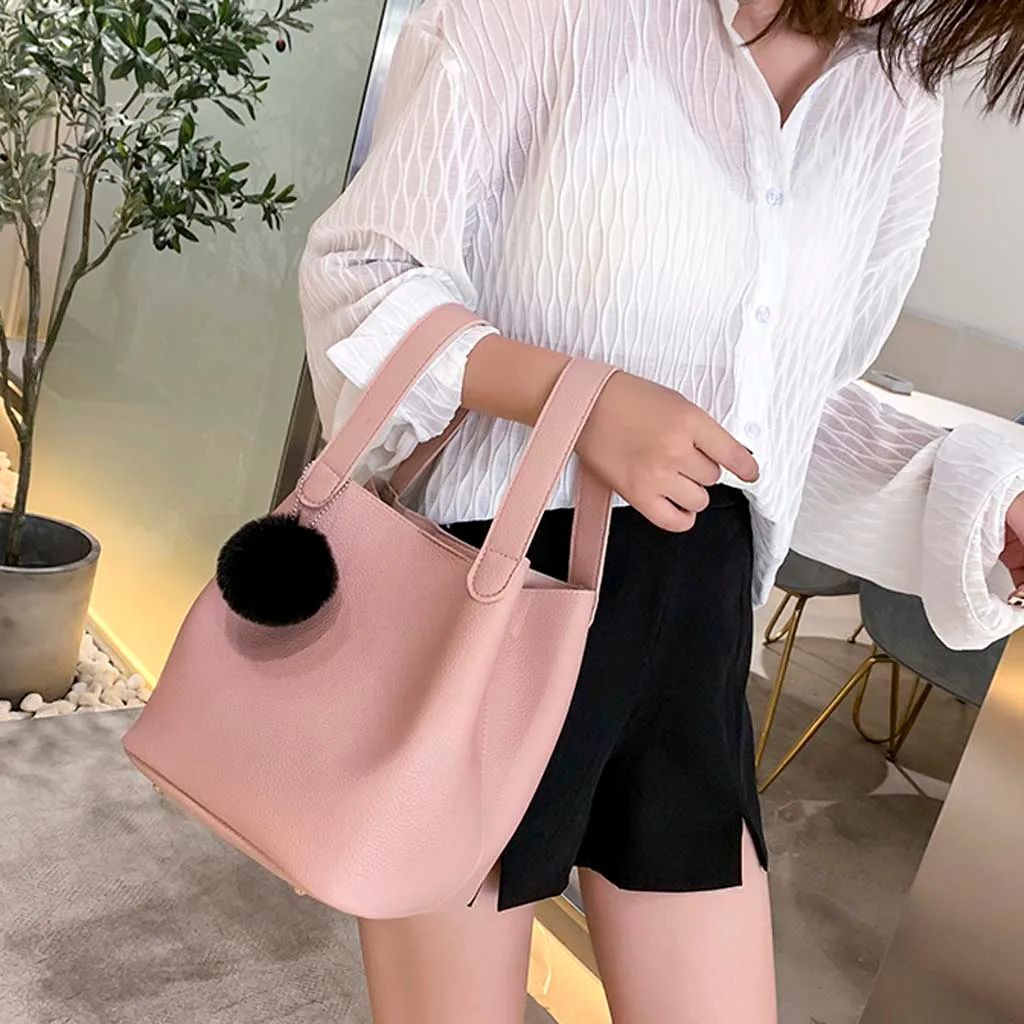 

Women's Fashion Solid Color Handbag Casual Large Capacity Shoulder Bag