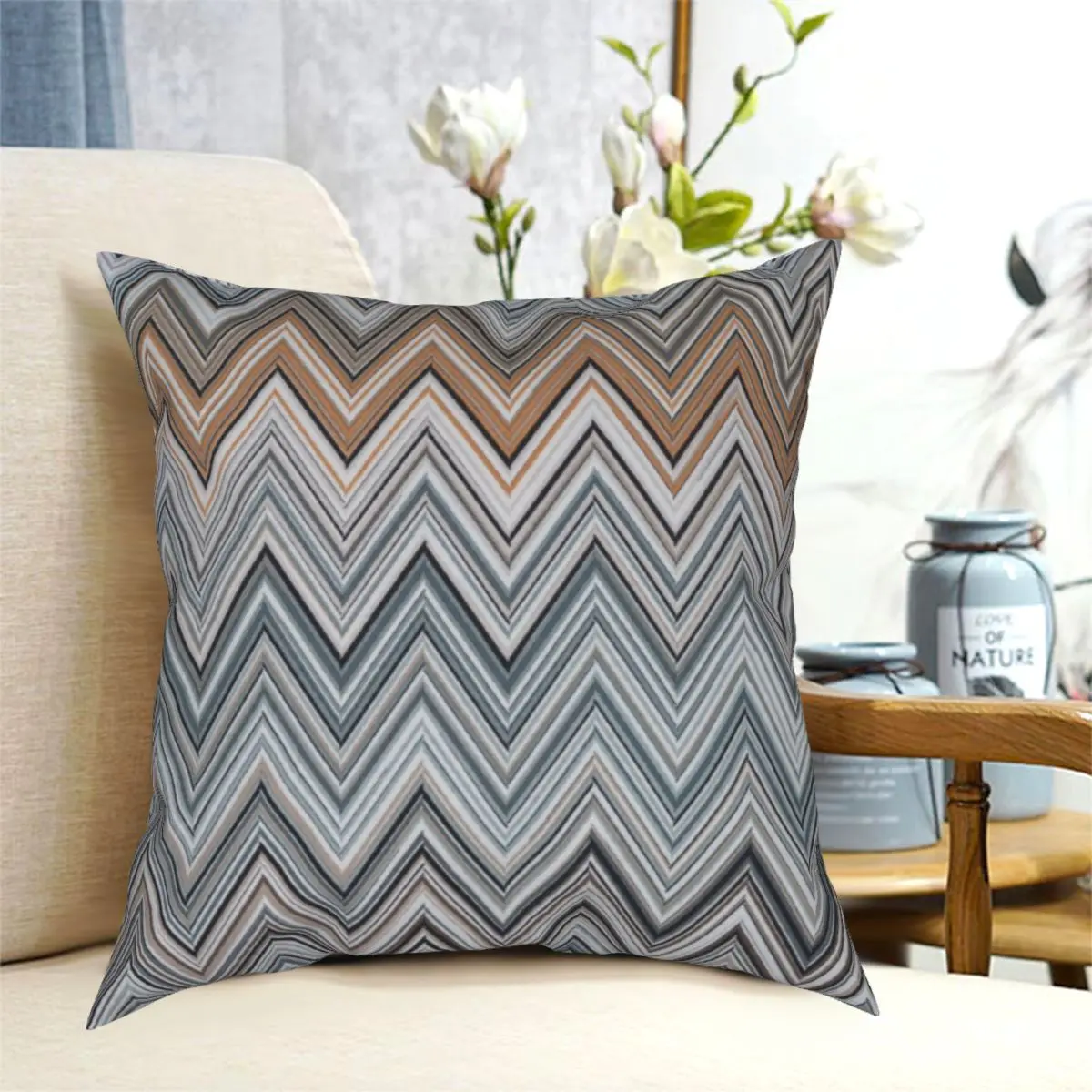 

Зигзаг многоцветная серая Подушка Чехол с рисунком искусственное украшение камуфляжная Подушка Чехол для автомобиля квадратный 40*40 см