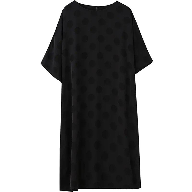 

Rayon jacquard large women's dress 2021 summer new style lady style loose short sleeve medium length dress