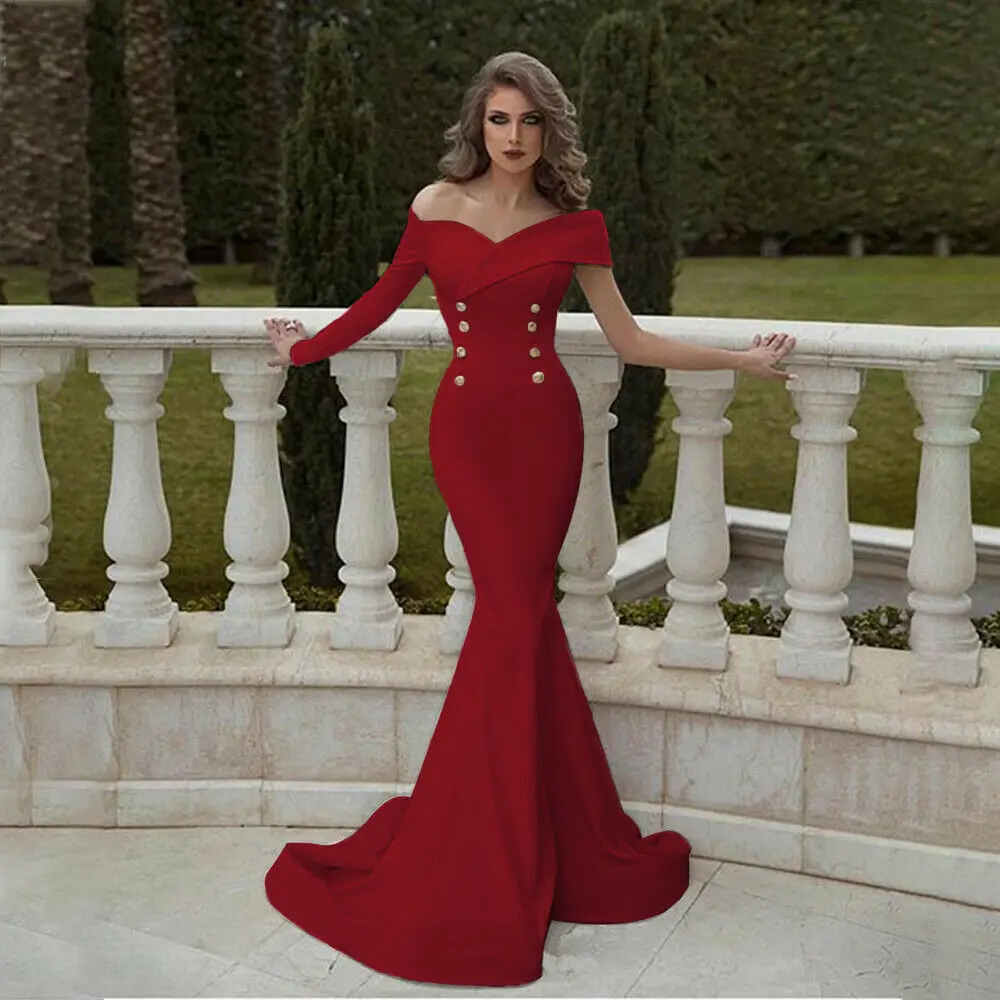 Для женщин женские с открытыми плечами строгое длинное вечернее вечерние