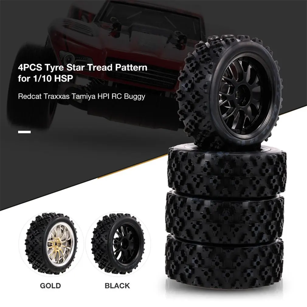 

4pcs/set RC Rubber Tires Star Word Fetal Flower Off-road Wheel Rim And Tires For 1:10 Racing Off Race Car Accessories