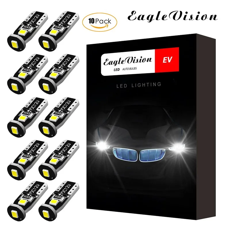 

10Pcs T10 Led W5W Led Bulbs 6000K White Signal Lamp Dome Reading License Plate Light Car Interior Lights Auto 12V
