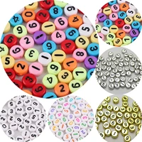 250 assorted acrylic number 0 9 coin beads 4x7mm jewelry kids craft funny bead