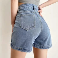 women high waist vintage denim shorts chic summer 2021 new mall goth loose korean fashion y2k straight short pants blue harajuku