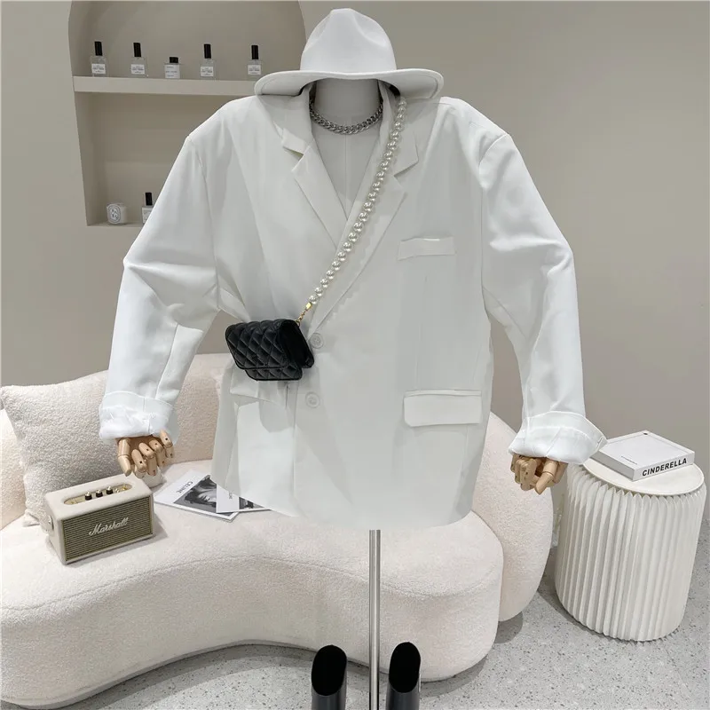 

Women's Spring Summer 2021 Fashion Temperament Design Lapel loose two button suit casual top