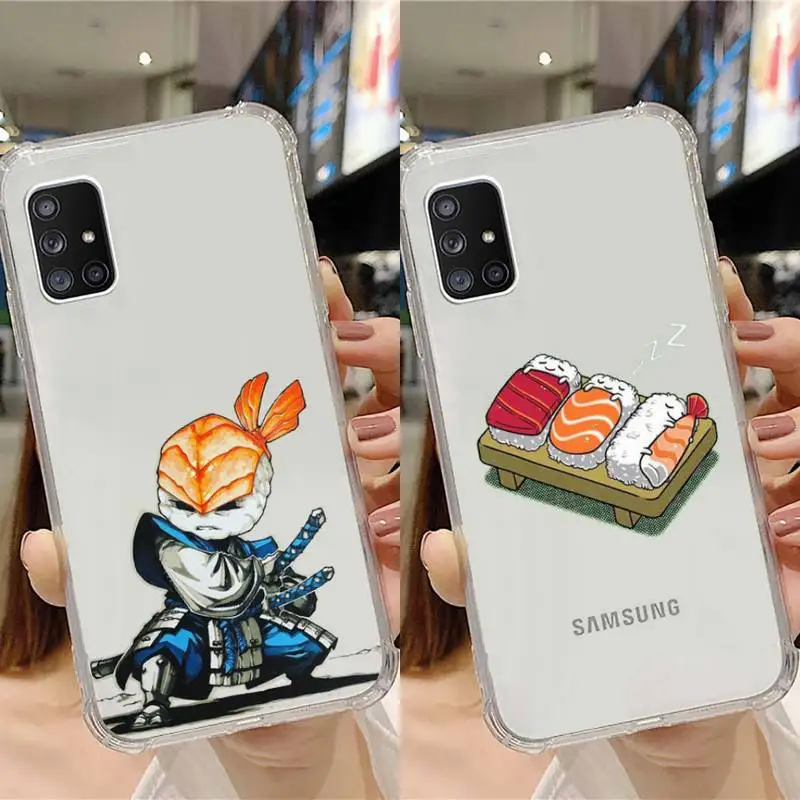 

cute cartoon sushi Phone Case Transparent For Samsung Note A 7 8 9 10 20 50 51 71 90 20 81 e LITE Ultra PRO