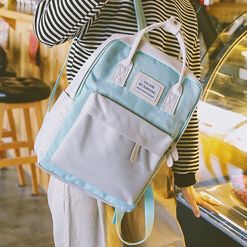 

Women Canvas Backpacks Candy Color Waterproof School Bags for Teenagers Girls Big Cute Laptop Backpack
