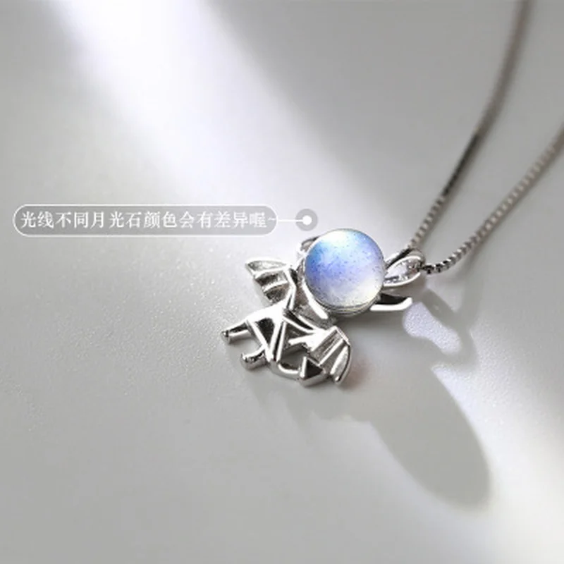 

925 Sterling Silver Necklace Cute Demon Star Pendant Necklaces Gift for Valentine's Day