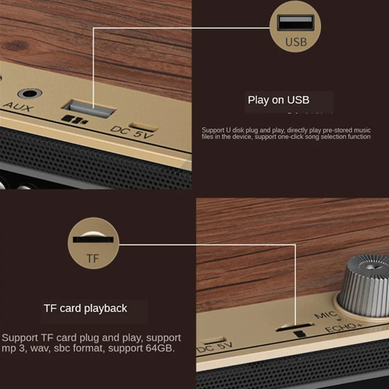 Деревянный высокомощный двойной динамик s Bluetooth-динамик для компьютера ТВ аудио