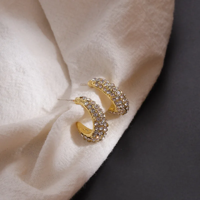 

Korean Fashion Gold-plated Diamond Earrings Simple Fashion Round Earrings Acrylic Jewelry Ear Rings for Women