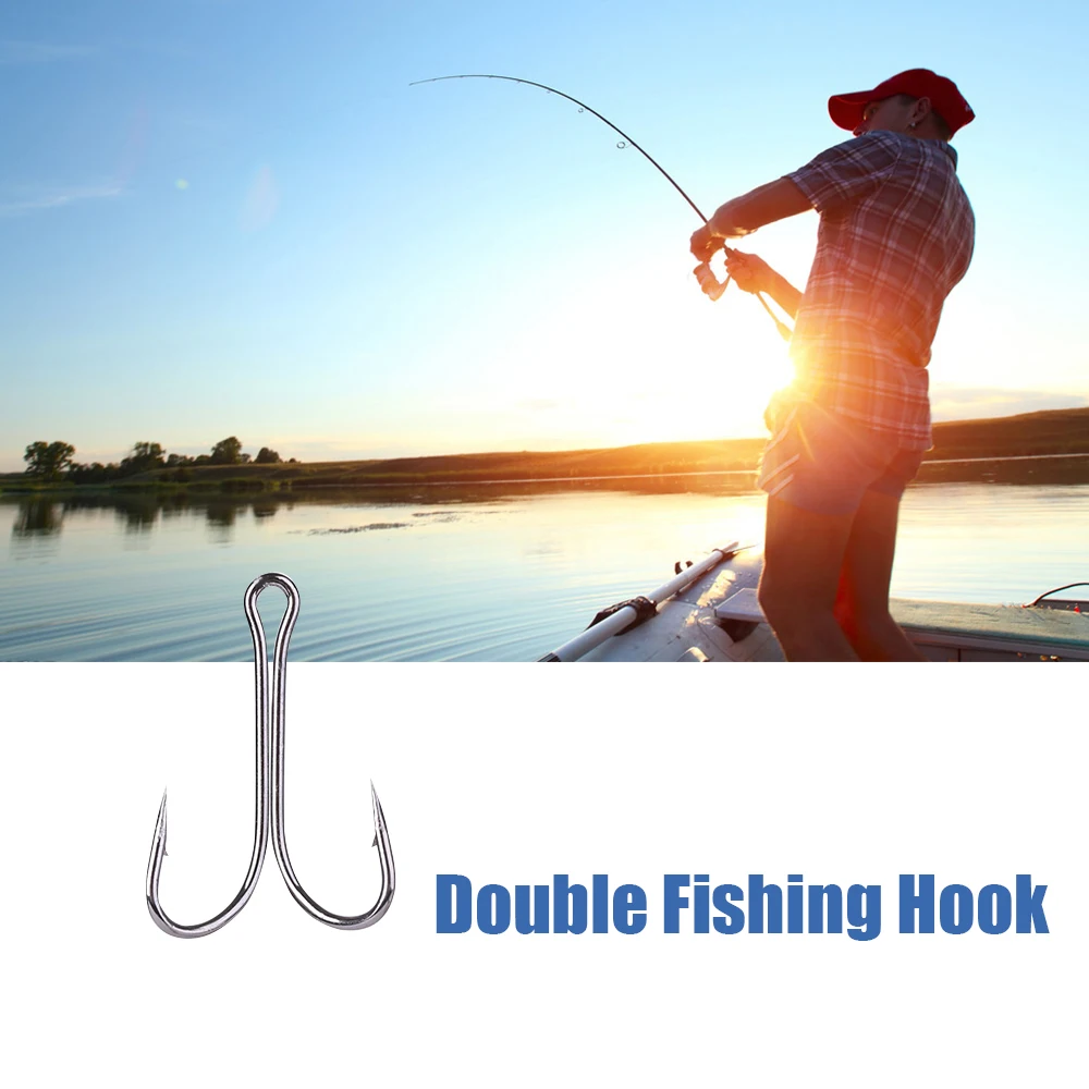 Двойной рыболовный крючок из прочной высокоуглеродистой стали 50 шт. 5 размеров