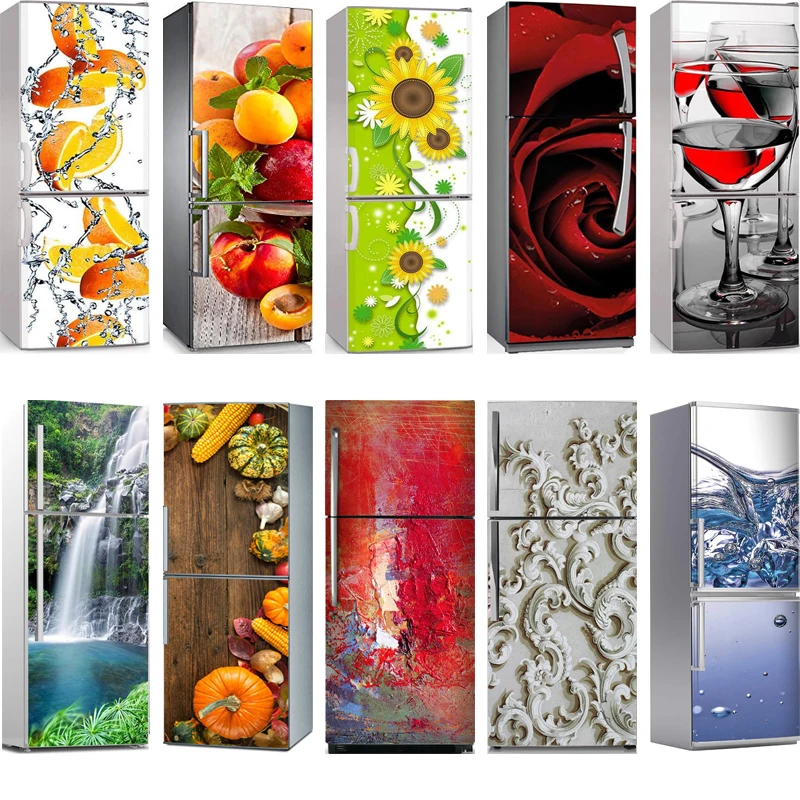 3D Self Adhesive Dishwasher Refrigerator Wrap Freezer Sticker Kid's Art Fridge Door Cover Wallpaper | Stickers