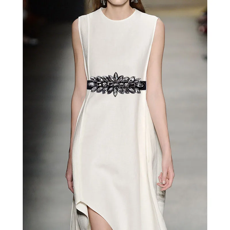 Женские эластичные пояса Стразы Хрустальный ремень с бисером женские вечерние