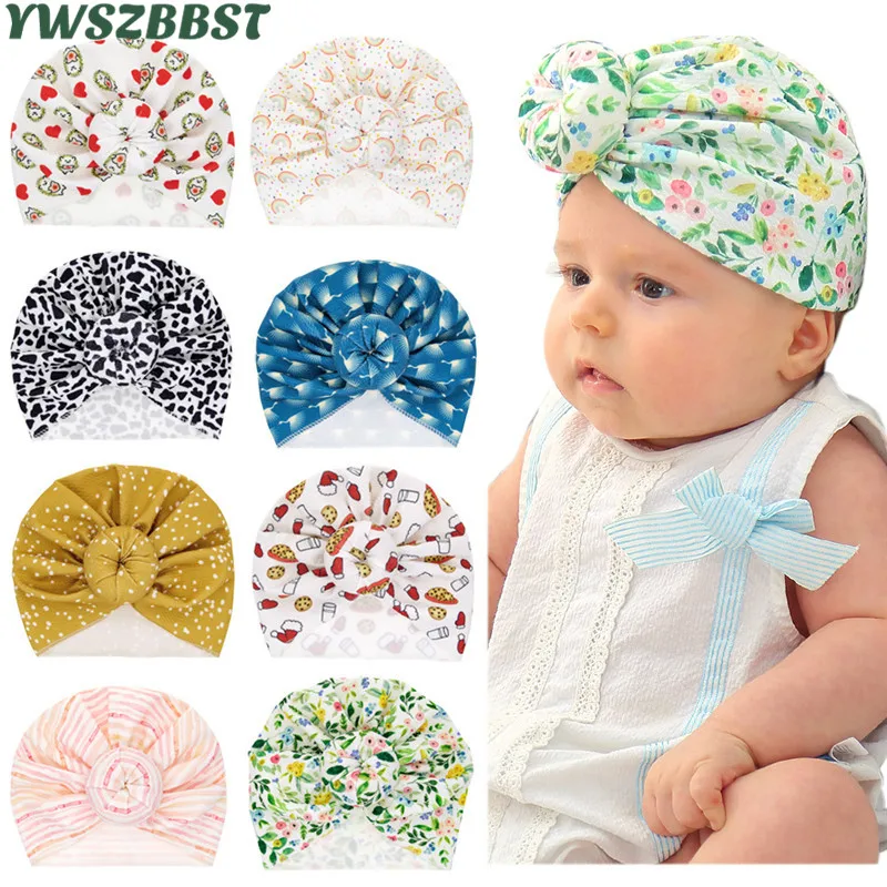 

New Spring Cotton Donuts Wrap Head Cap Children Hats Kids Cloth Hat Girl Cap Scarf Autumn Winter Baby Hat Kids Beanie Cap