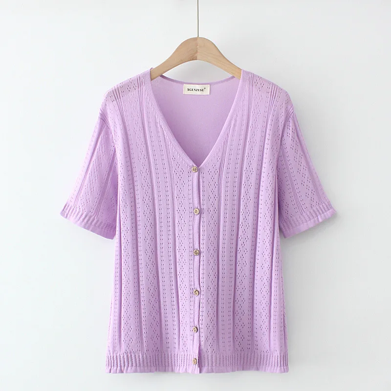 

Plus Size XL-4XL Women's White Black V-neck Summer Tshirts Short Sleeve Crochet Vintage Tops Oversized Slim Shirts