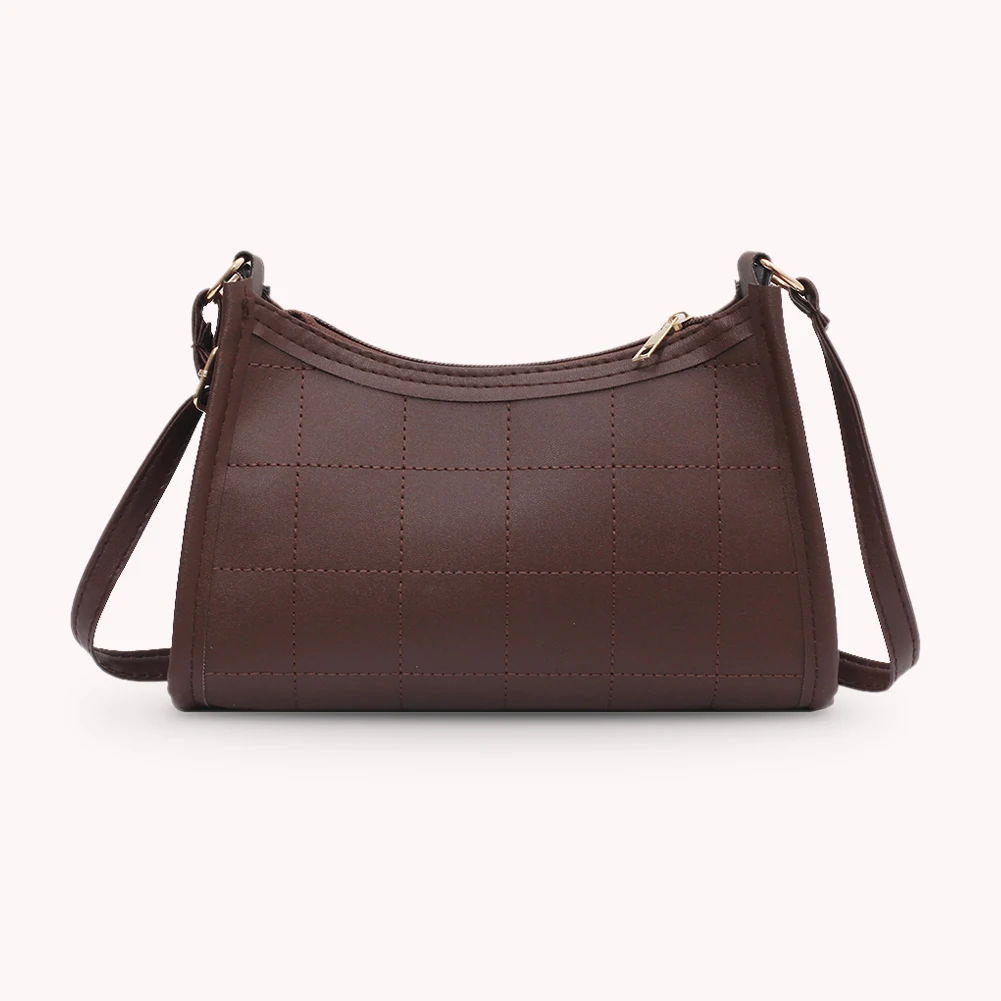 

Women Shoulder Bags Female PU Zipper Retro Ladies Solid Color Checker Hobos Bag Fashion Exquisite Shopping Bag