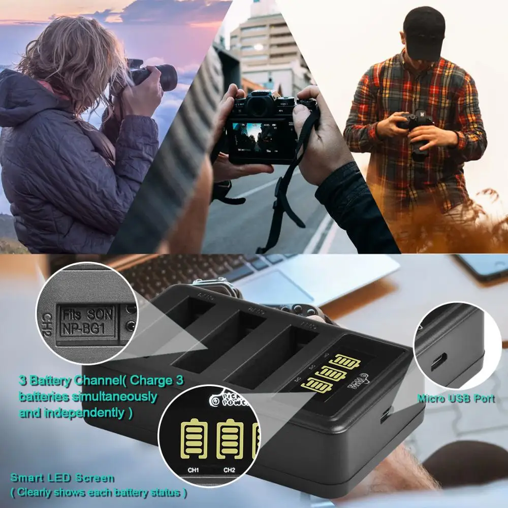 1500mAh NP-BG1 NP BG1 NP-FG1 Battery+LED 3Slots Charger for SONY Cyber-shot DSC-H3 DSC-H7 DSC-H9 DSC-H10 DSC-H20 DSC-H50 DSC-H55 - купить по