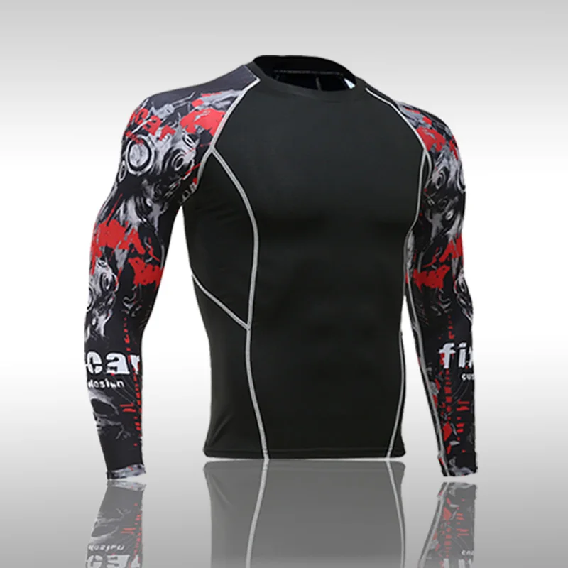 Новейшая 3D футболка с длинным рукавом для фитнеса мужчин бодибилдинга брендовые