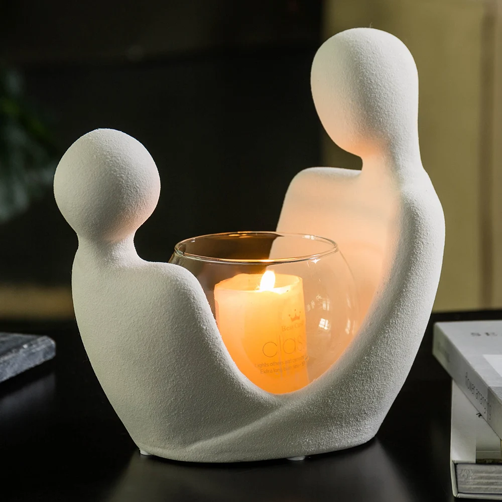 

Nordic Hydroponics Glass Flower Vase Terrarium Abstract Character Statues Plant Pot Candlestick Modern Home Decor Accessories