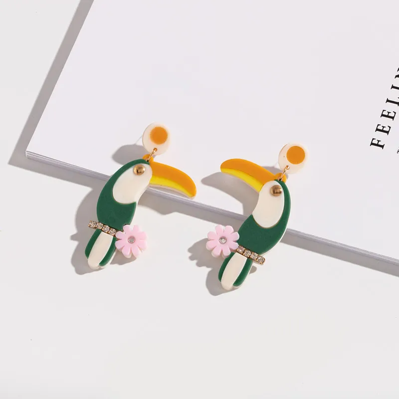 Цветные акриловые шпильки с уксусной кислотой в форме птицы геометрические минималистичные корейские