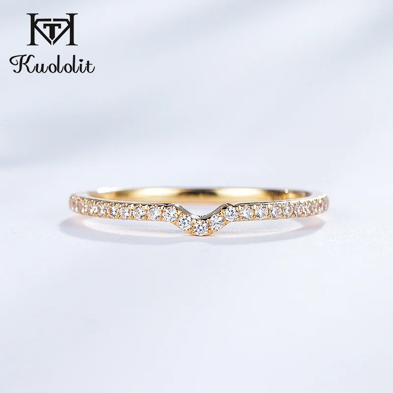 D Moissanite Kuolit 10 к желтое золото натуральный муассанит драгоценный камень кольца для женщин ручной работы Вечность Кольца обручальные ювелирные изделия - Цвет камня: D Moissanite