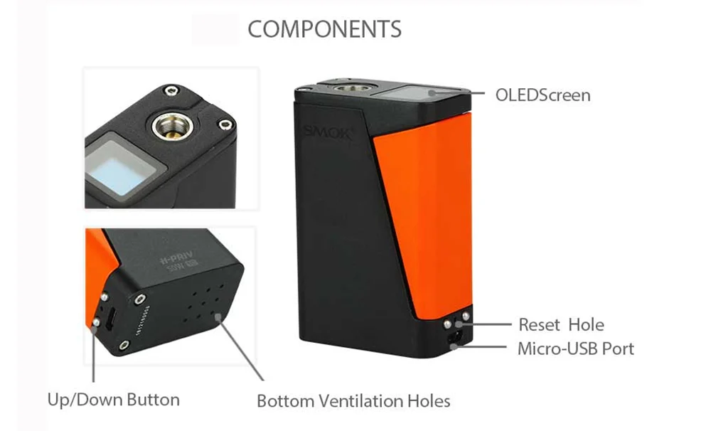SMOK H-PRIV 50 Вт TC VW Vape мод OLED экран TFV8 детский бак M2 Q2 катушка 510 атомайзер Vape комплект электронная сигарета мод Va