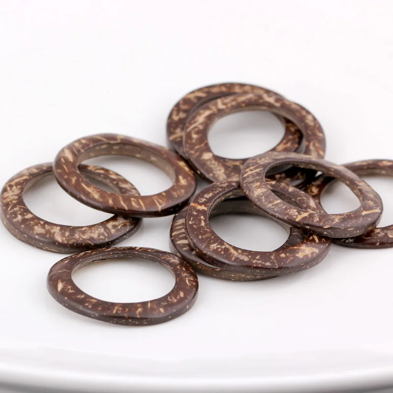 10 шт./лот 30 мм Натуральная Кокосовая оболочка толстое круглое кольцо для