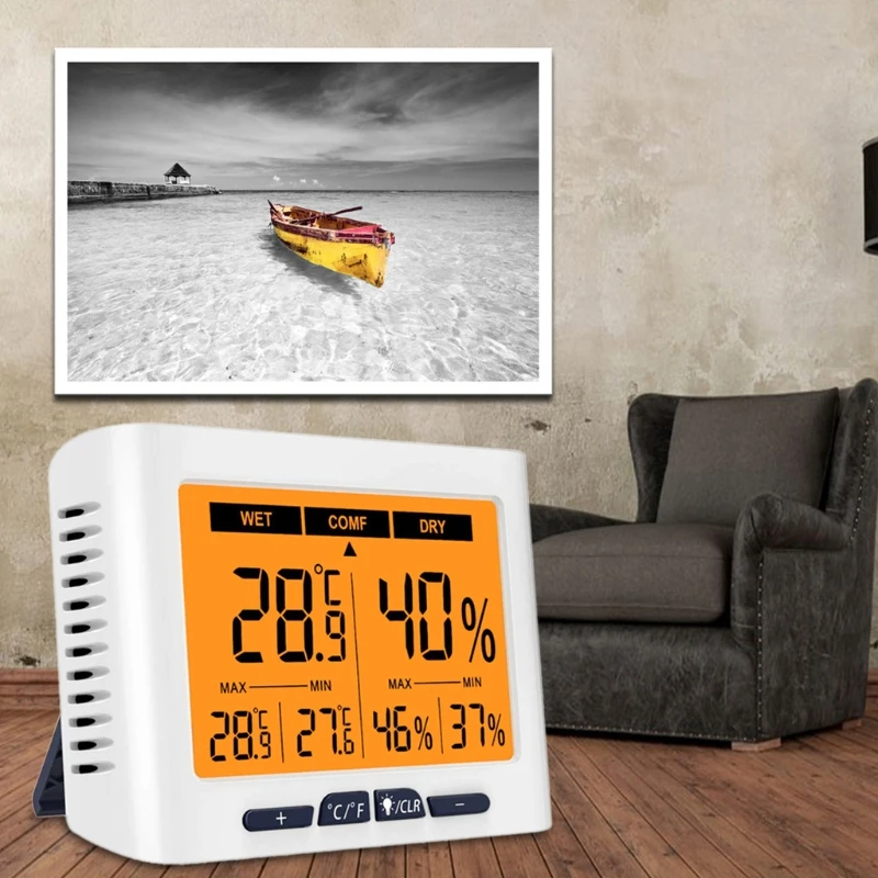 

Digital Thermometer Hygrometer Large Screen Max Min Temperature Humidity Monitor for Household Greenhouse Home Use