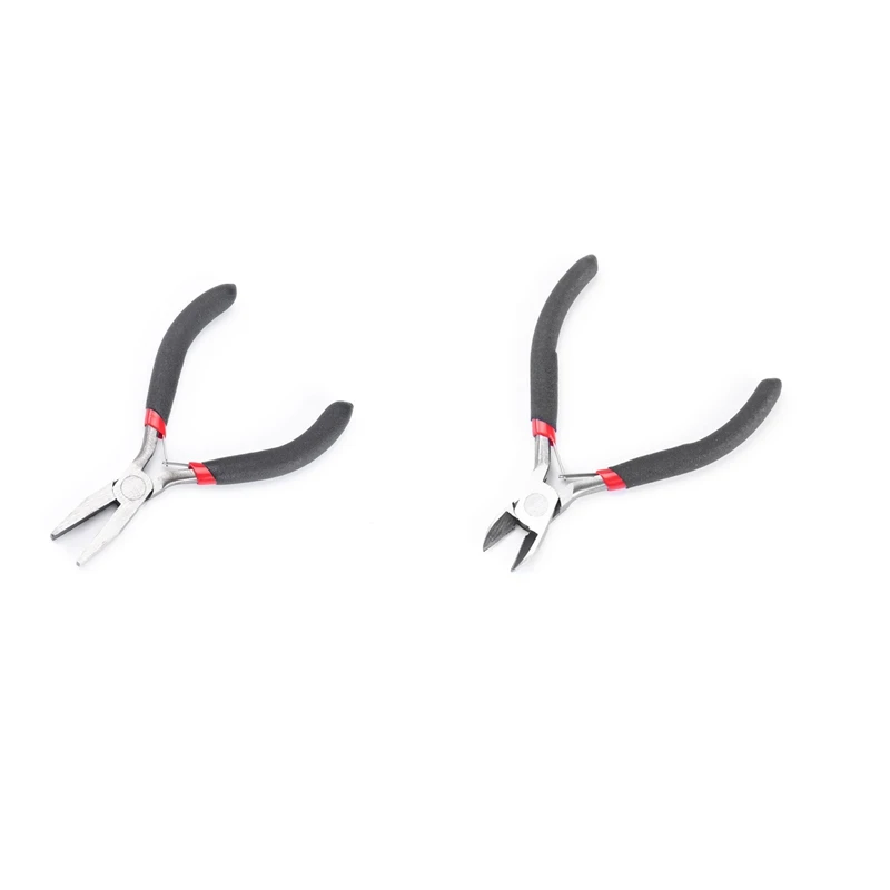 

2PCS Mini Jewelry Pliers DIY Tool Suitable for Handmade Beaded Repair Accessories, Flat Nose Pliers & Diagonal Pliers