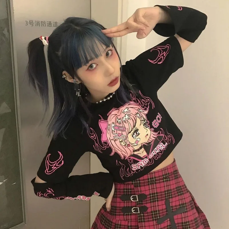 Футболка женская с высокой талией и коротким рукавом уличная одежда в стиле