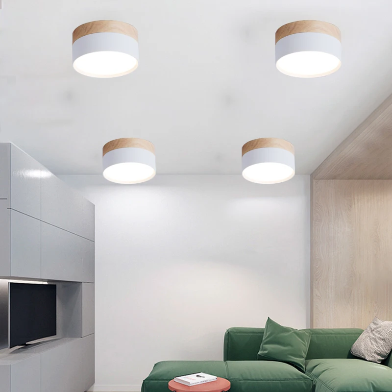 $19.62 LED Ceiling Lights 12W Modern Indoor Lighting for Living Room Bedroom Kitchen Ceiling Lamps Nordic Wood Macaron Lamp Fixtures